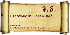 Hirschbein Bereniké névjegykártya